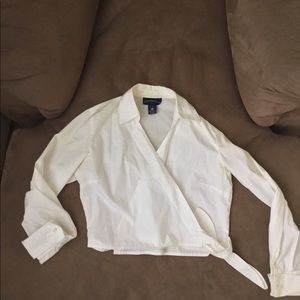 Beige tie up dress shirt